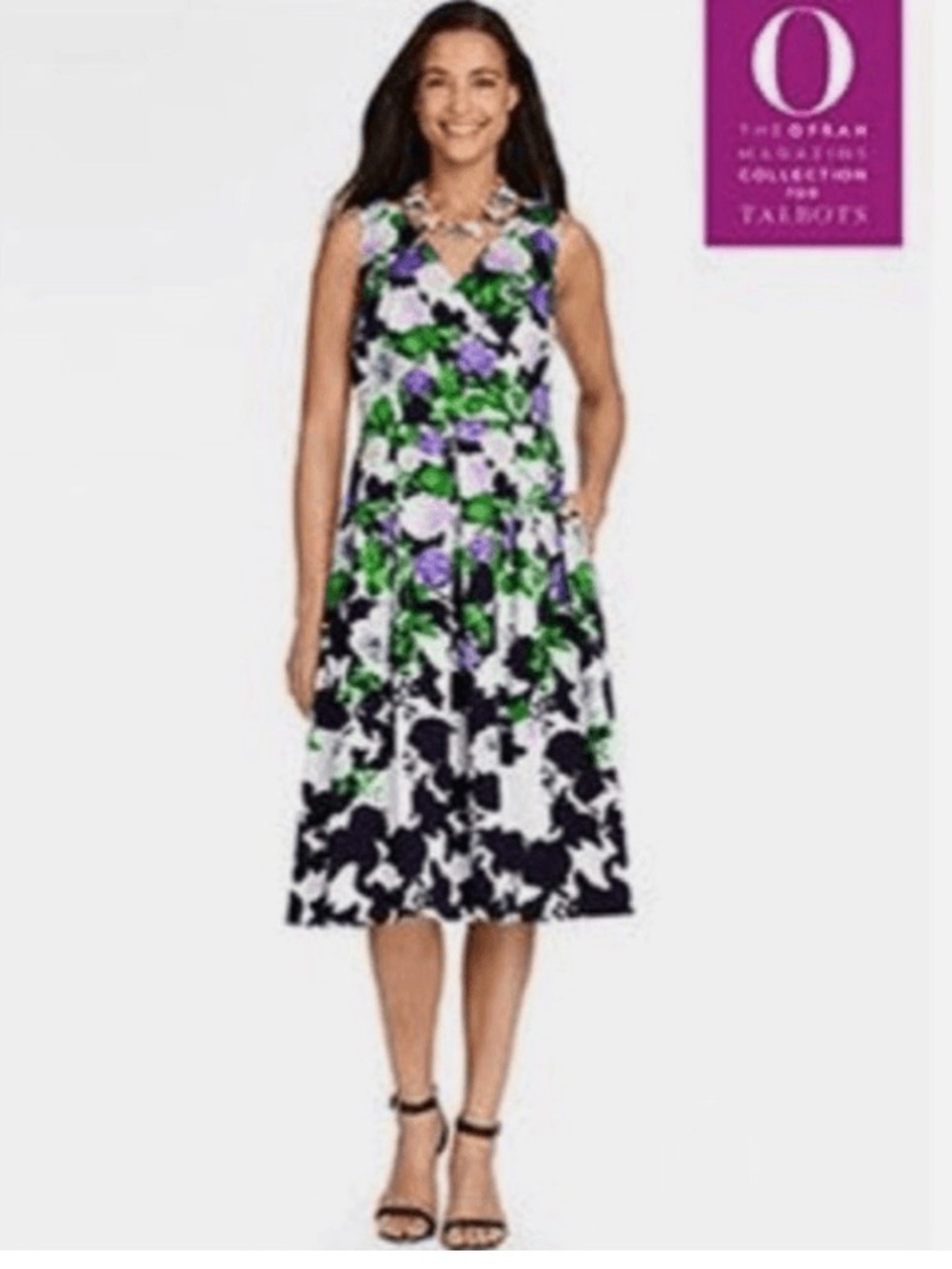 Talbots Oprah Collection Floral Hydrangea Fit & Flare Dress w/ Pockets
